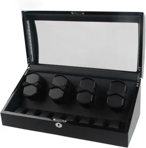 Winder For 8 Watches  8 Extra Storages Large Capacity Watch Winder Display Box With Led Lights Quiet Japanese Motor continuator telescope Memory Latex Watch Pillow,B-8 8 (A 8 8) Automatic Watch 