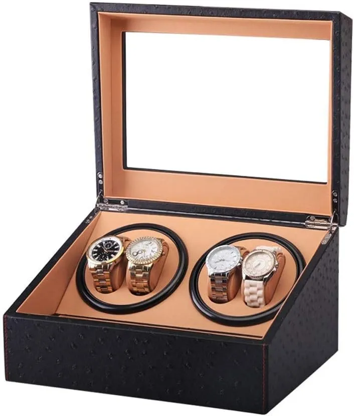 Winder, Quiet Motor counterfeit defer command Rotating 4 Watch   Storage 6 Watches Box - Black Beautiful Home,B Watch Watch 