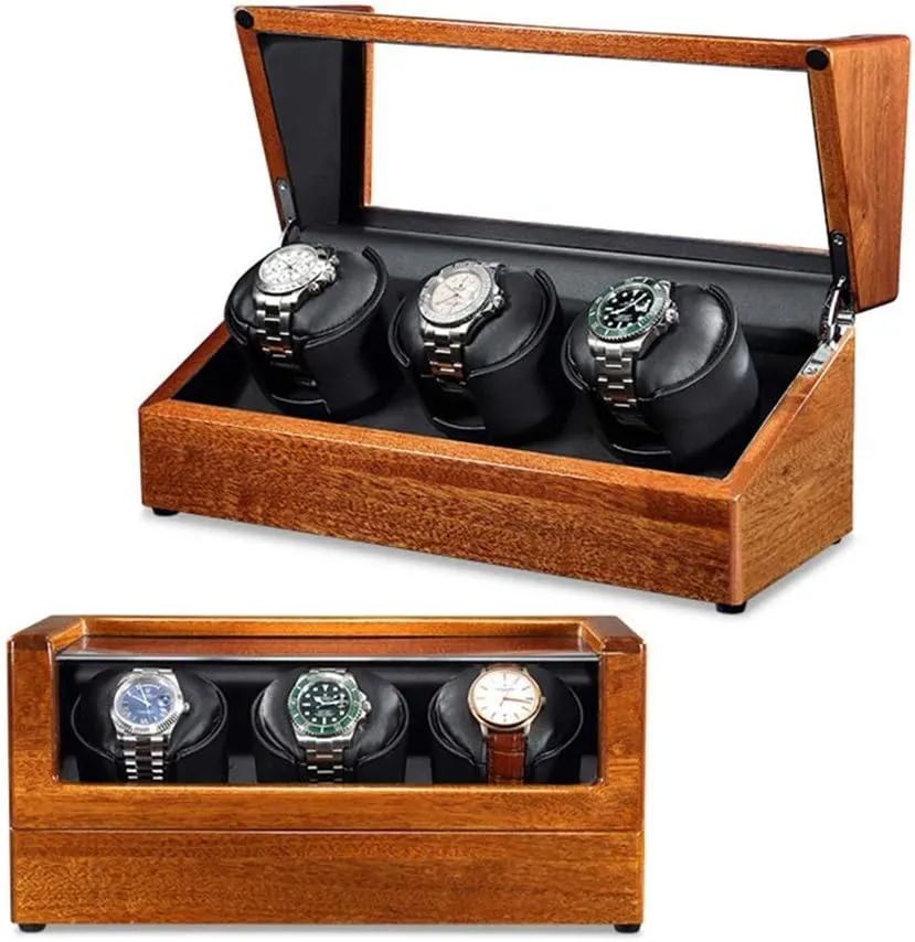 Winders Watch Winder Automatic juggle Winding Box 3 Watch Leather Storages Quiet Motor Anti-Magnetization 5 Rotation Modes for Mechanical Watch Watch Winder Watch Storage (Black) Watch 