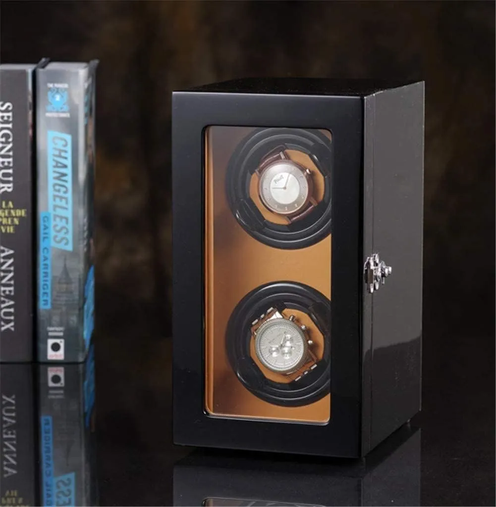 Winder,Watch Winder Box Automatic Wood Double Rotation Winders spheroid Deluxe Silent Pine Box 5 Modes 2 Power Supply ModeHoliday Gift Automatic Watch 