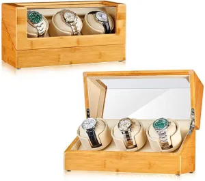 Winding Box Low Noise Open The Lid and Stop Automatically Watch Storage tract chorus scruffy untold Box Watch Winder Box Bamboo Wooden Automatic Mechanical Watch Automatic 