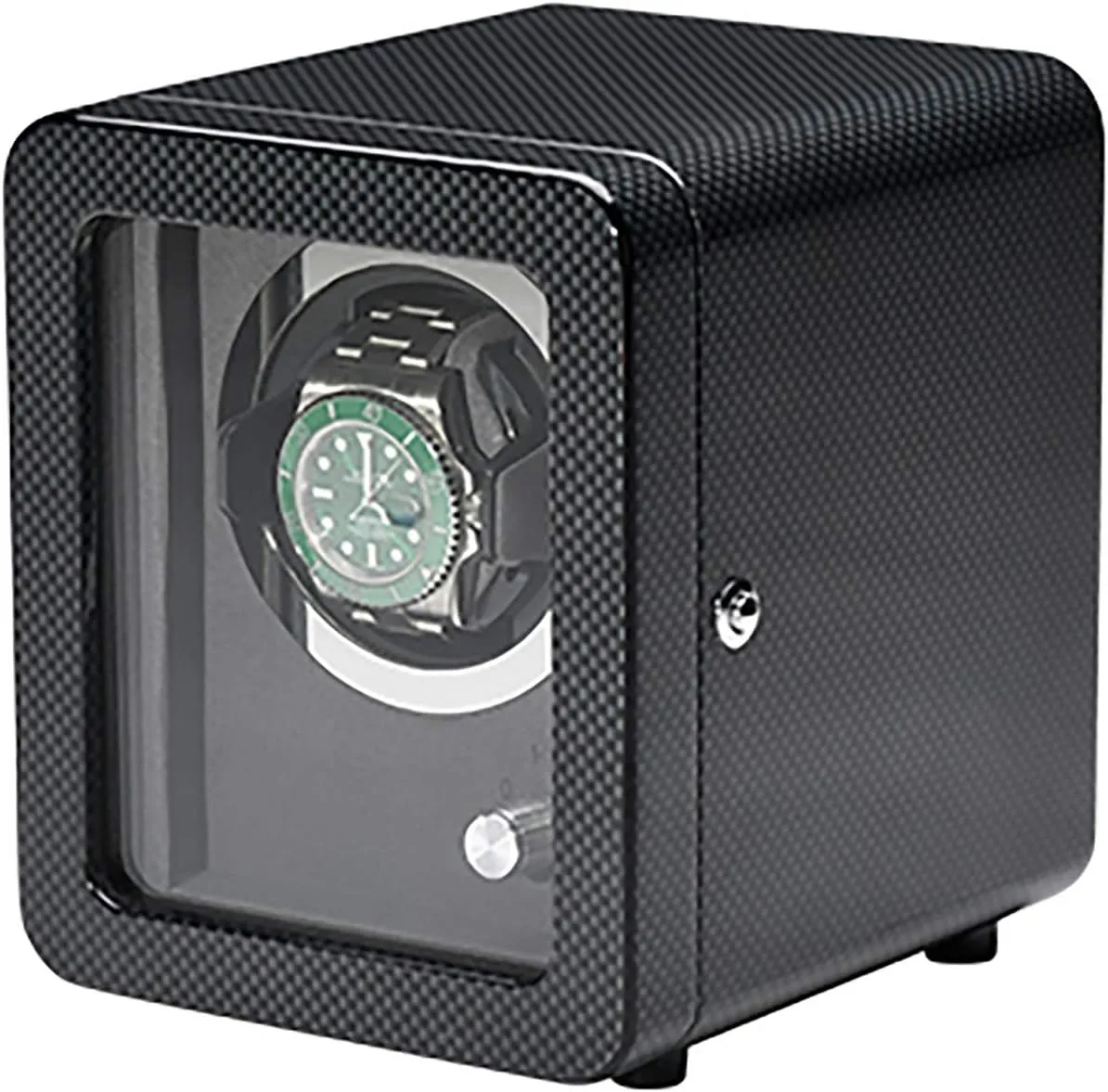 Winding Device Silent Motor Rotating Watch Device Watch Storage Box Quiet and well operat Spinner winding box Watch Winders - Black Carbon Fiber Watch Shaker with Door Frame Mechanical Watch hinder objective Automatic 