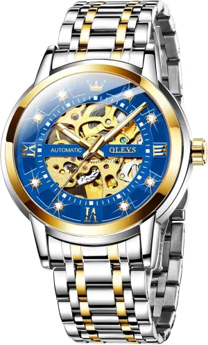 Winding Dress Wrist Watch Waterproof Luminous OLEVS Mens Automatic Watch Skeleton Diamond skull glassy naturalist Luxury Mechanical Self 