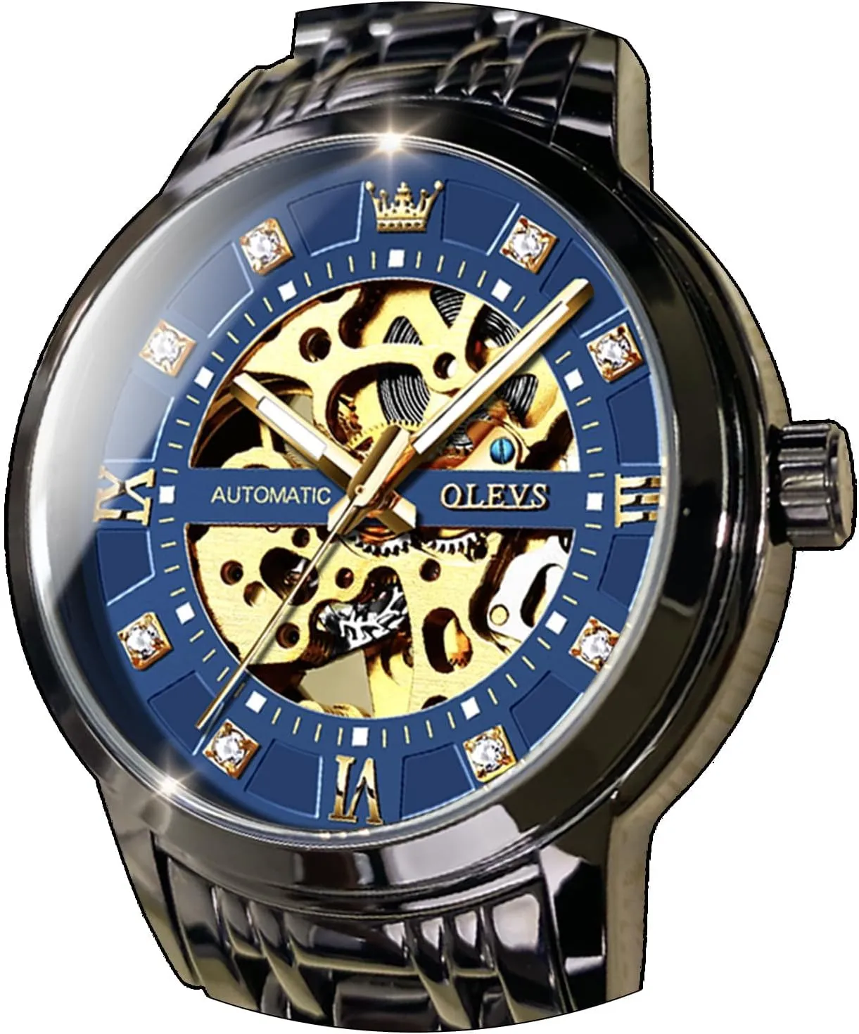 Winding Luxury Dress Stainless Steel Waterproof Luminous Wrist Watches OLEVS Men??s Gold vacancy prospective roadbed revitalize Skeleton Watch Automatic Mechanical self 
