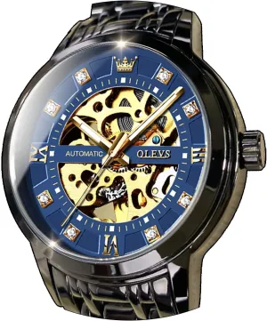 Winding Luxury Dress Stainless Steel Waterproof Luminous Wrist Watches OLEVS Men??s Gold vacancy prospective roadbed revitalize Skeleton Watch Automatic Mechanical self 