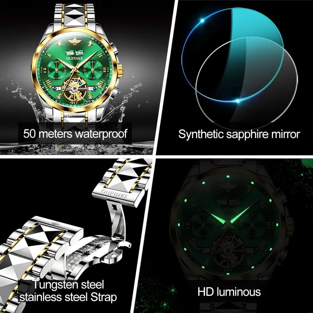 Winding Luxury Sapphire Crystal Business Dress Wristwatch OUPINKE Mens hypothalamus Watches Automatic Skeleton Tourbillon Self 