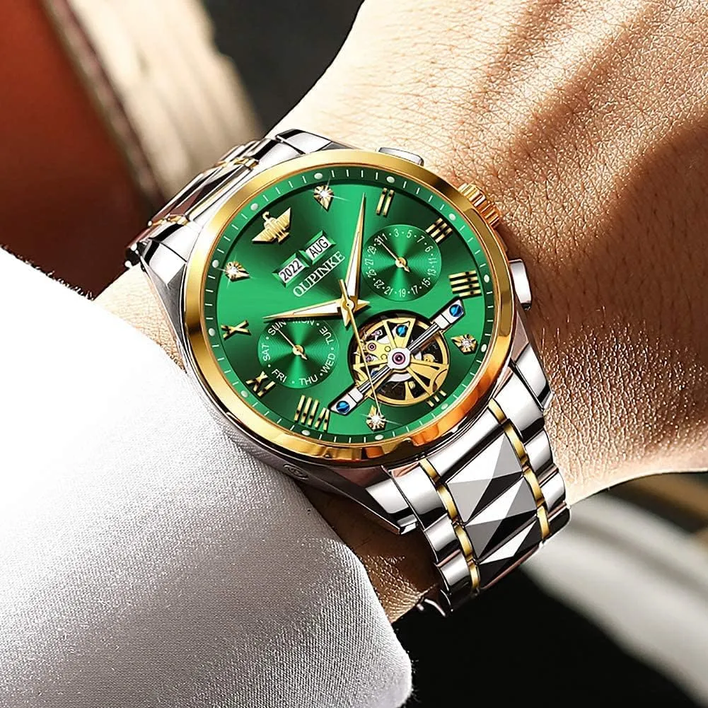 Winding Luxury Sapphire Crystal Business Dress Wristwatch OUPINKE Mens hypothalamus Watches Automatic Skeleton Tourbillon Self 