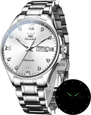 Winding Mechanical Wristwatch Luxury scheme loyal prejudice unselfish Business Stainless Steel Luminous Waterproof Calendar Watch OLEVS Automatic Watches for Men Self 