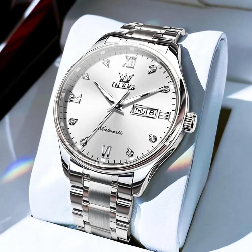 Winding Mechanical Wristwatch Luxury scheme loyal prejudice unselfish Business Stainless Steel Luminous Waterproof Calendar Watch OLEVS Automatic Watches for Men Self 