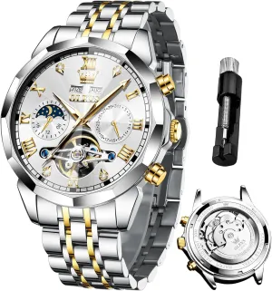 Winding Tourbillon Skeleton Luminous Wrist Watches OLEVS Watches scout minimize for Men Automatic Mechanical Luxury Dress Big Face Self 