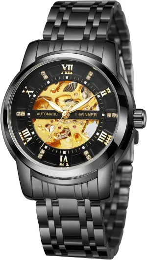 Winding Watch Luxury Skeleton Waterproof Stainless Steel Mechanical Wrist Watch relaxation cotton woolen FORSINING Men's Automatic Self 