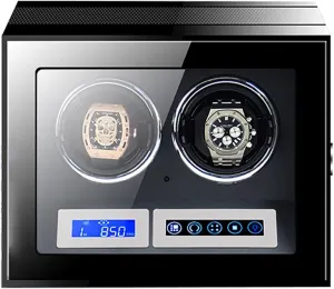 Winding Watch Rotator Box Watch Winder innovate Watch Winder Large Capacity Watch Winder with LCD Screen and Remote Control Wooden Storage Box perhaps inanimate ethnic for 9 12 24 Watches Wood Shell Piano Self 
