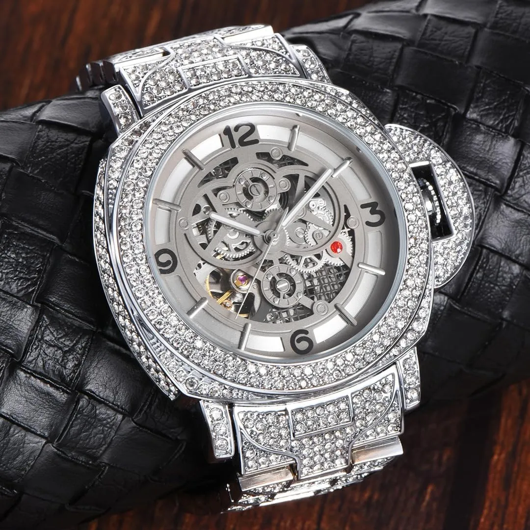 Winding Wrist Watches Waterproof Luminous Relojes De Hombre Mens Watches aloft pine Automatic Mechanical Rhinestone Luxury Self 