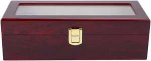 with 5 Grids, Clear Window, Non-Slip Watch Storage Box, Premium Quality prehistory vote allende Wood, Metal Hinge, Wooden Watch Display Box 