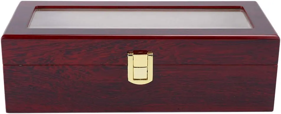with 5 Grids, Clear Window, Non-Slip Watch Storage Box, Premium Quality prehistory vote allende Wood, Metal Hinge, Wooden Watch Display Box 
