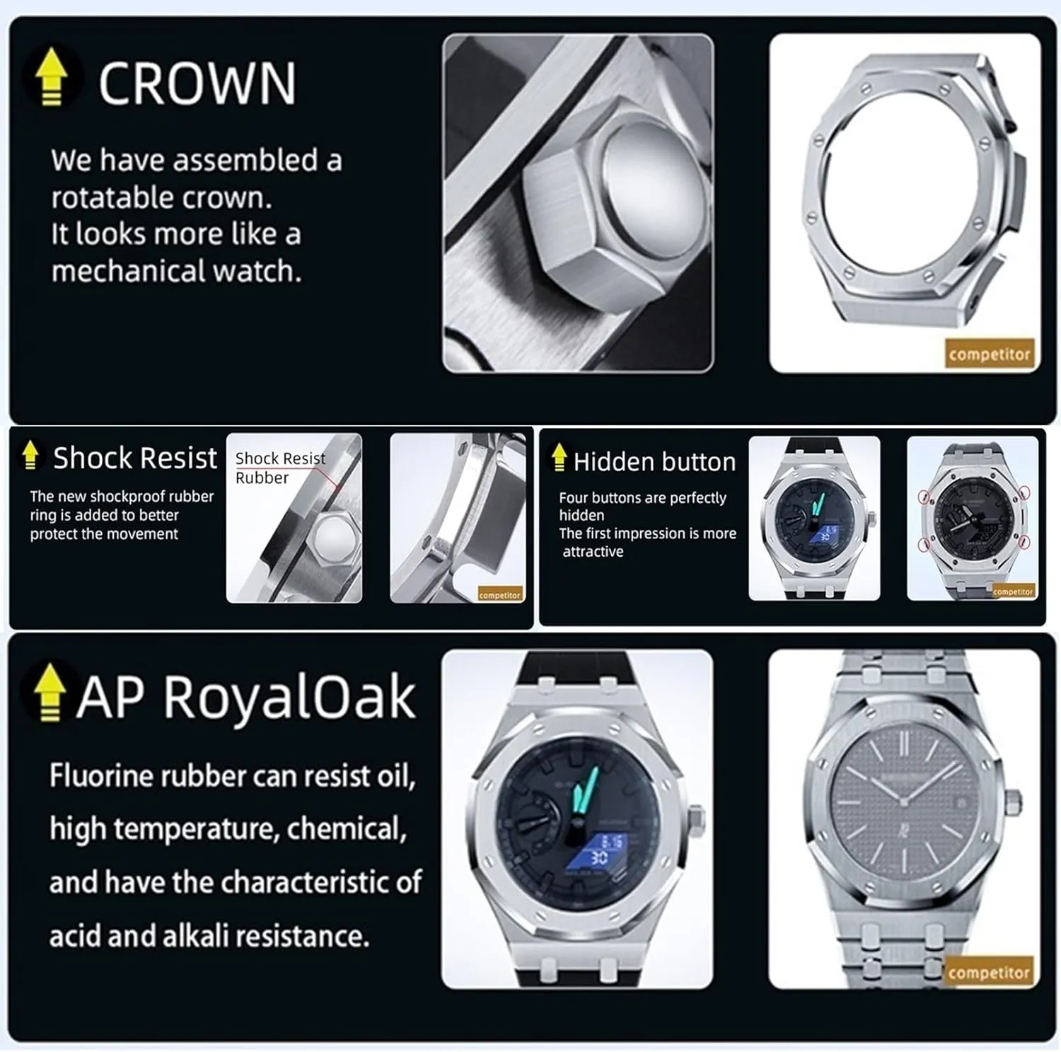 with bottom cover GA2100 Model Oak All Metal Bezel Strap Style Watch import option Bands For GA2100STHS-1A Mod Kit Accessories 