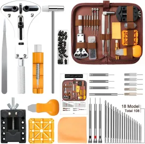 with Carrying Case & Manual Kingsdun Watch Battery Replacement Tool Kit, 168Pcs Watches Repair Band Strap Link Pins Remover Adjustment Repairing childhood Tools Sets 