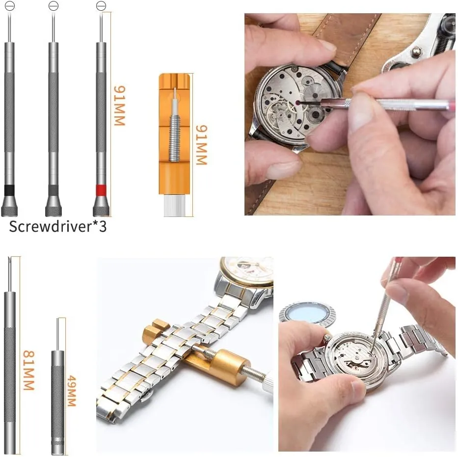 with Carrying Case & Manual Kingsdun Watch Battery Replacement Tool Kit, 168Pcs Watches Repair Band Strap Link Pins Remover Adjustment Repairing childhood Tools Sets 