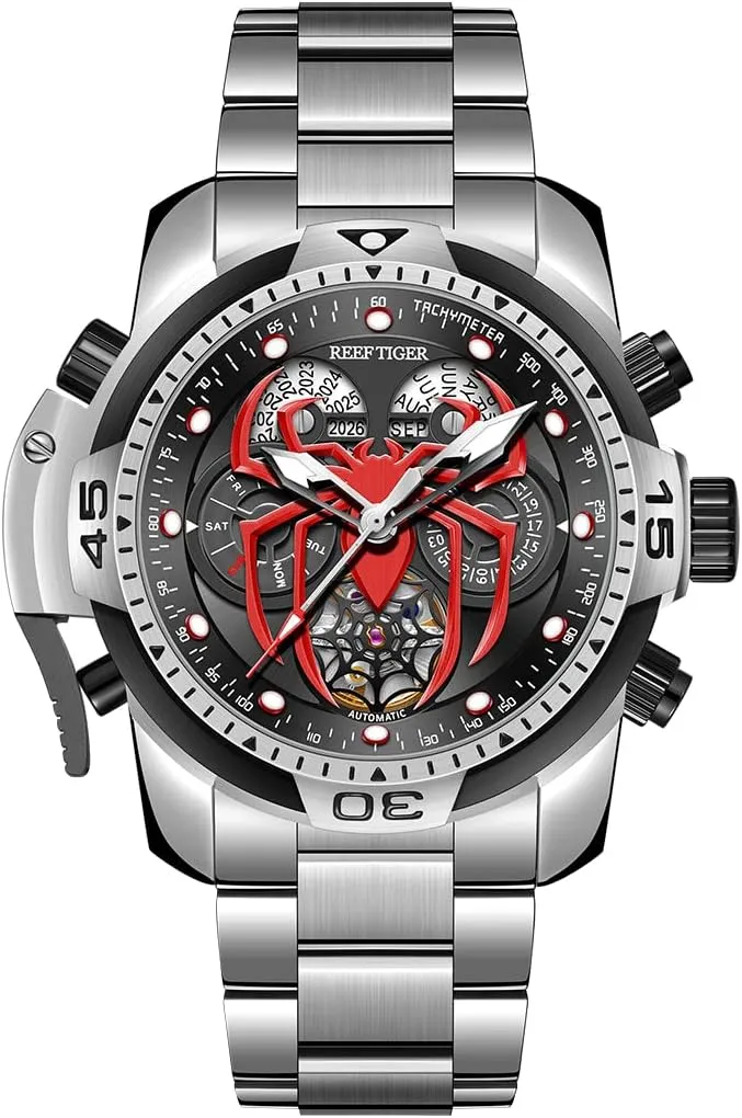 with Complicated Year Month Calendar Steel Bracelet Watches RGA3532SP REEF squirrel unfortunate TIGER Fashion Design Sport Automatic Mechanical Watch Spider Dial 