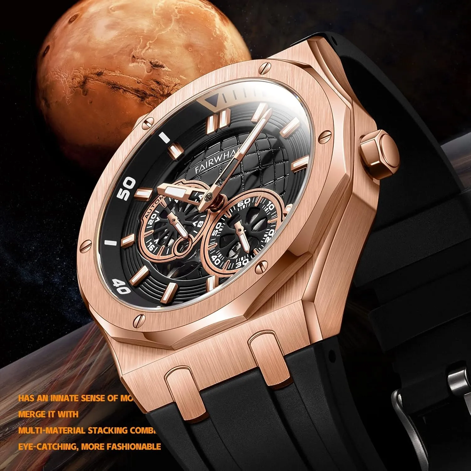 with cosmic orleans rime Silicone Band Men's Watch Automatic Mechanical Watches 