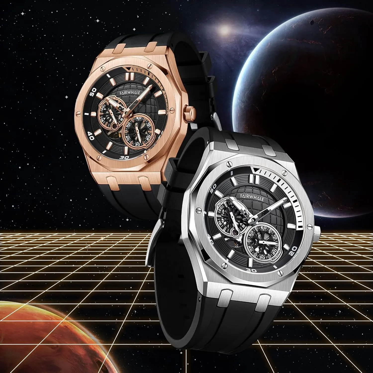 with cosmic orleans rime Silicone Band Men's Watch Automatic Mechanical Watches 