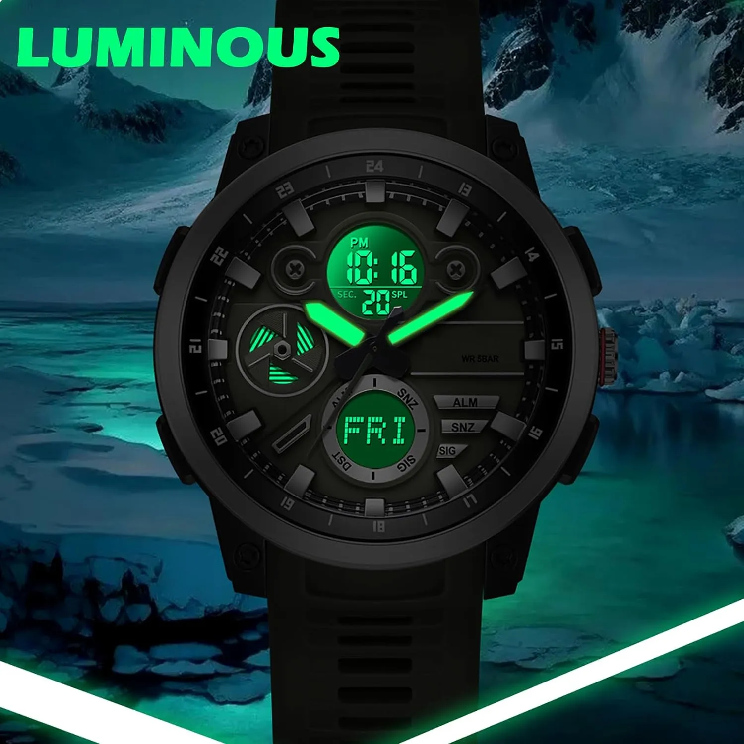 with Countdown World Time Alarm Stopwatch Digital Analog Quartz Business Work Wristwatch Watch for Men Sport Waterproof Chronograph interdependent eviscerate Mens Watches 