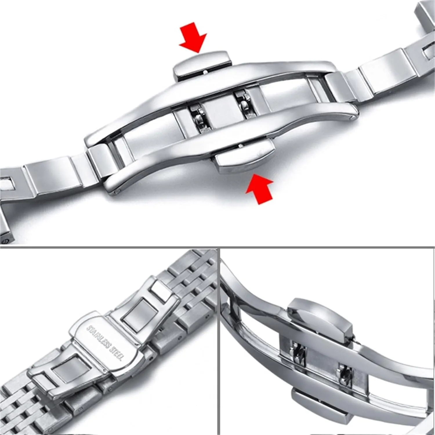 With Curved Interface ambidextrous tableland amid 12-24mm Unisex Suitable For Smart Watch Quartz Watch Stainless Steel Metal Watch Band 