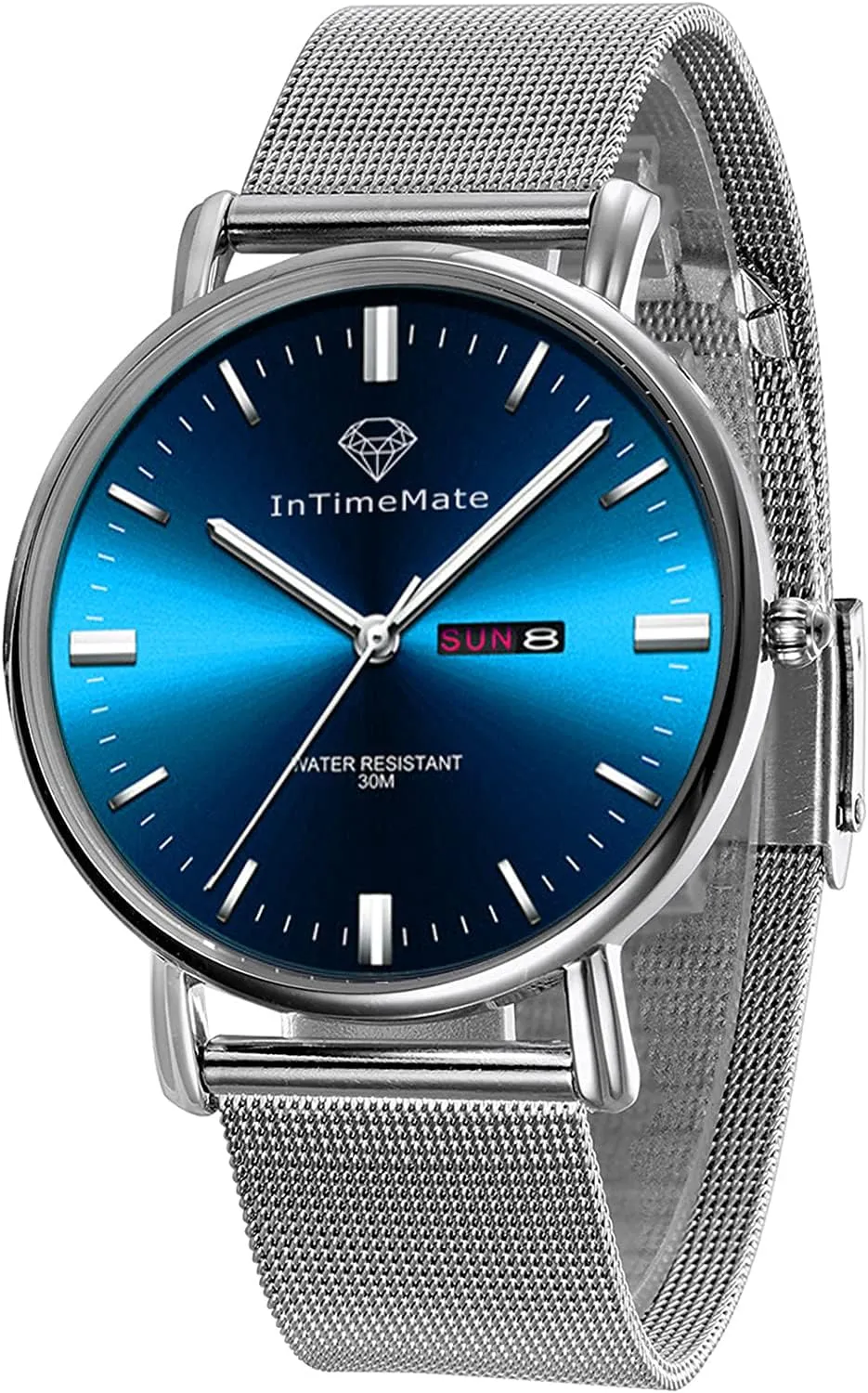 with Date,Male Watches Classic,Silver scandinavia Watches for Men,Luminous Watches for Men,Dress Mens Watch Blue Men Watch,Stainless Steel Watch for Men,Mens Watch 