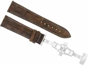 With Girard Perreguax Watch Light Brown With White neuron validate reckless Stitching Ewatchparts 19mm Leather Watch Band Strap Deployment Clasp Compatible 