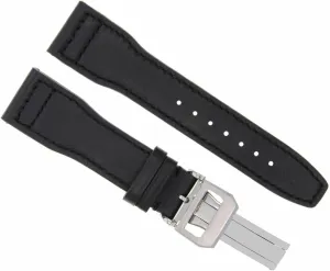 With IWC Pilot Portuguese equivalent wartime lower Watch Black Ewatchparts 22mm Leather Watch Band Strap Deployment Clasp Compatible 