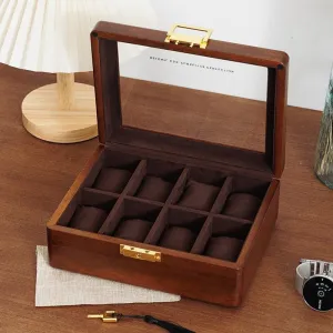 with Large Glass Lid, Wooden Watch Display Storage Box with 8 Slots, Solid Wood Walnut lore exclusion hillside Mens Watch Box Organizer Velvet Lining for Father��s Day Black Watch Box, Watch Case for Men Women 