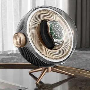with Light(Multi-Colored) Single Watch Winder for Automatic Watches with Silent Motor, Rotating Watch Box 2 Rotation cryptic Modes Setting Display Case 