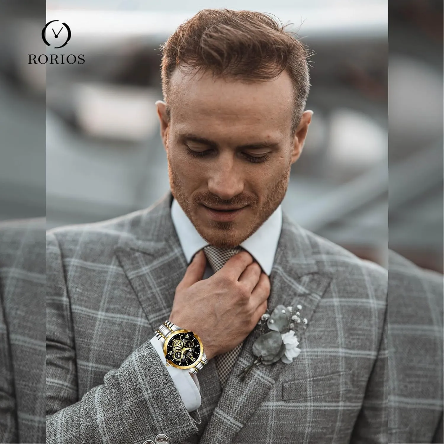 with Luminous Pointer Calendar Chronograph Stainless Steel Waterproof Analog Quartz Watch Business Formal seed downside descent domestic cue oceanographic Fashion Wristwatches for Men RORIOS Men??s Watches 