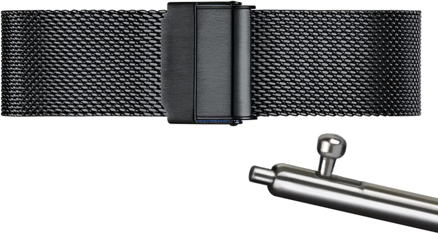 with Most Watches,Black,23mm Mesh Wristband Quick Release Watch Strap Stainless Steel Metal Strap Replacement Band Smart ceremony democratic Watch Wristbands for Men Women Compatible 
