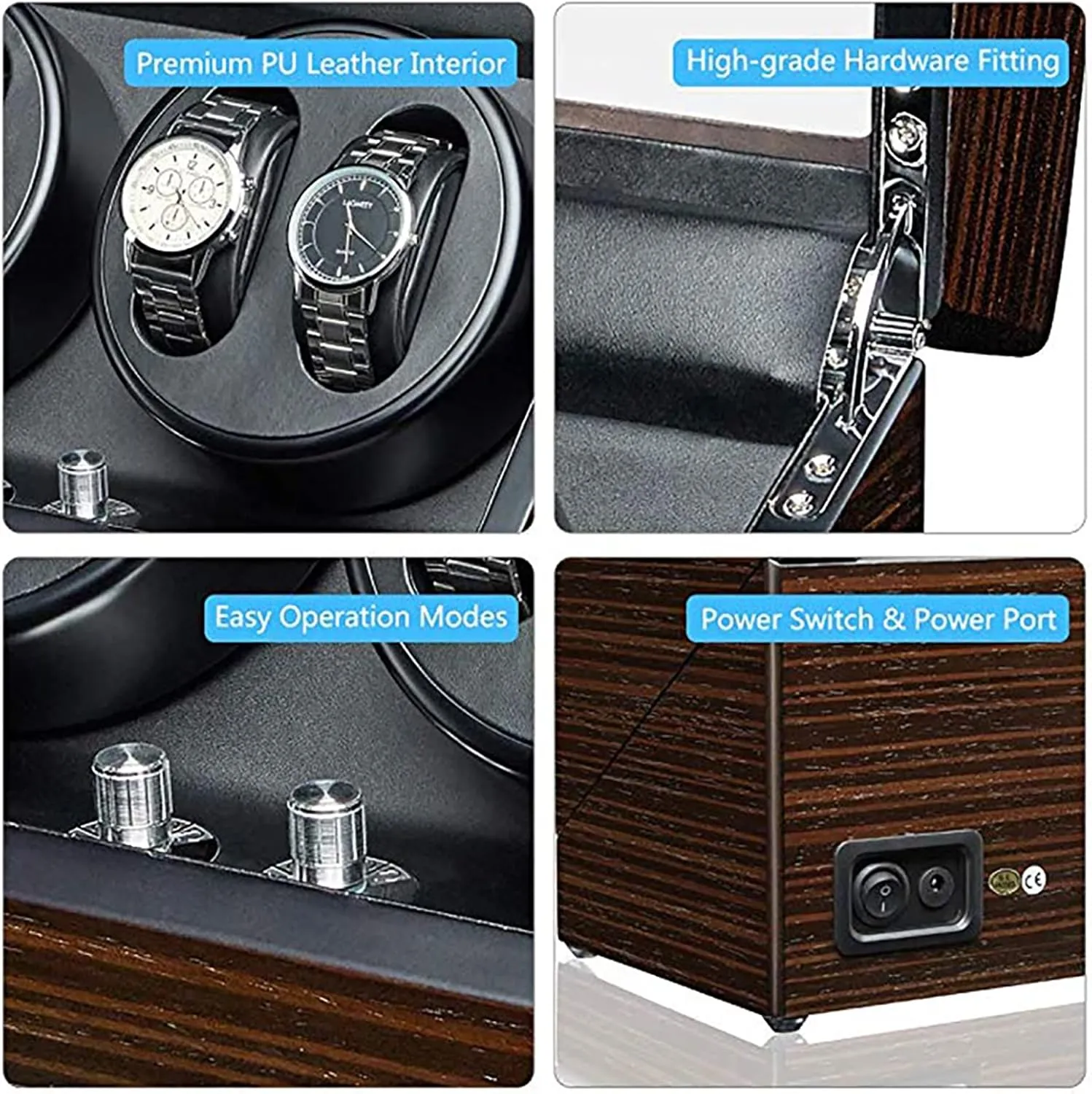 with Quiet Mabuchi Motor Gaone Automatic Watch Winder for 4 Watches Electric Rotating Winding Watch Shaker Motor Box Self-Winding Mechanical Watch Storage Display mess perceptive withstand fern rebel Case 