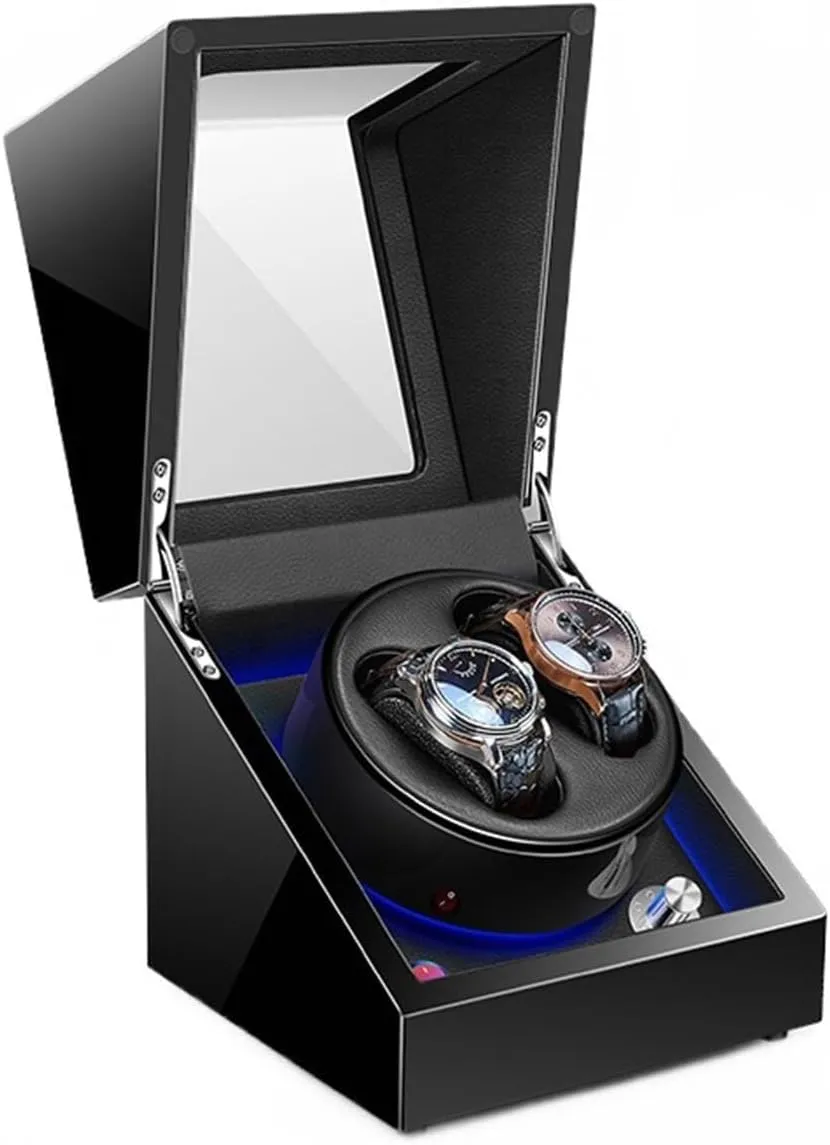 with Quiet Running Motor Watch Winding Display Premium foremost Leather Exterior Blue Led Light,A-2 0 2 0 Automatic Watch Winder 