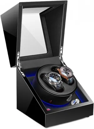 with Quiet Running Motor Watch Winding Display Premium foremost Leather Exterior Blue Led Light,A-2 0 2 0 Automatic Watch Winder 