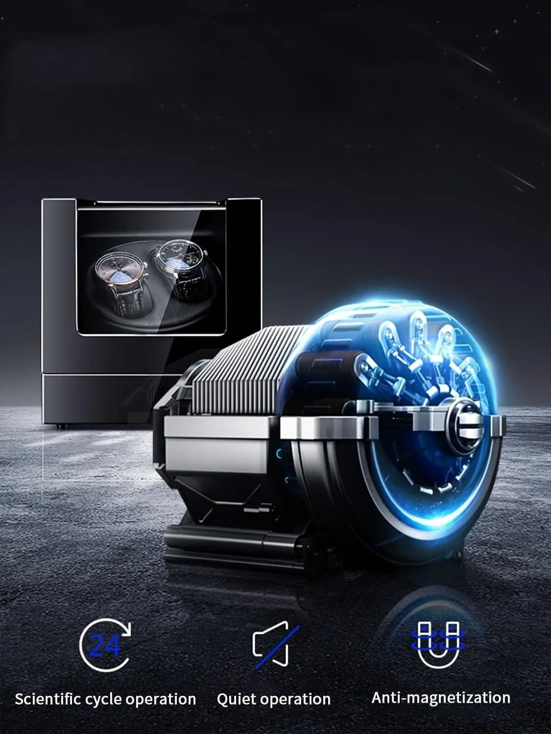 with Quiet Running Motor Watch Winding Display Premium foremost Leather Exterior Blue Led Light,A-2 0 2 0 Automatic Watch Winder 