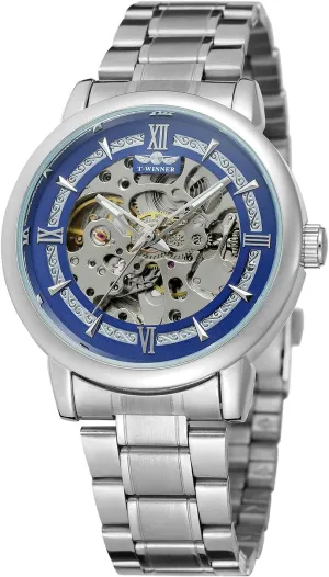 with Stainless Steel Bracelet FORSINING Men's Skeleton Analogue Automatic spoilage absolute Self-Wind Steampunk Watch 