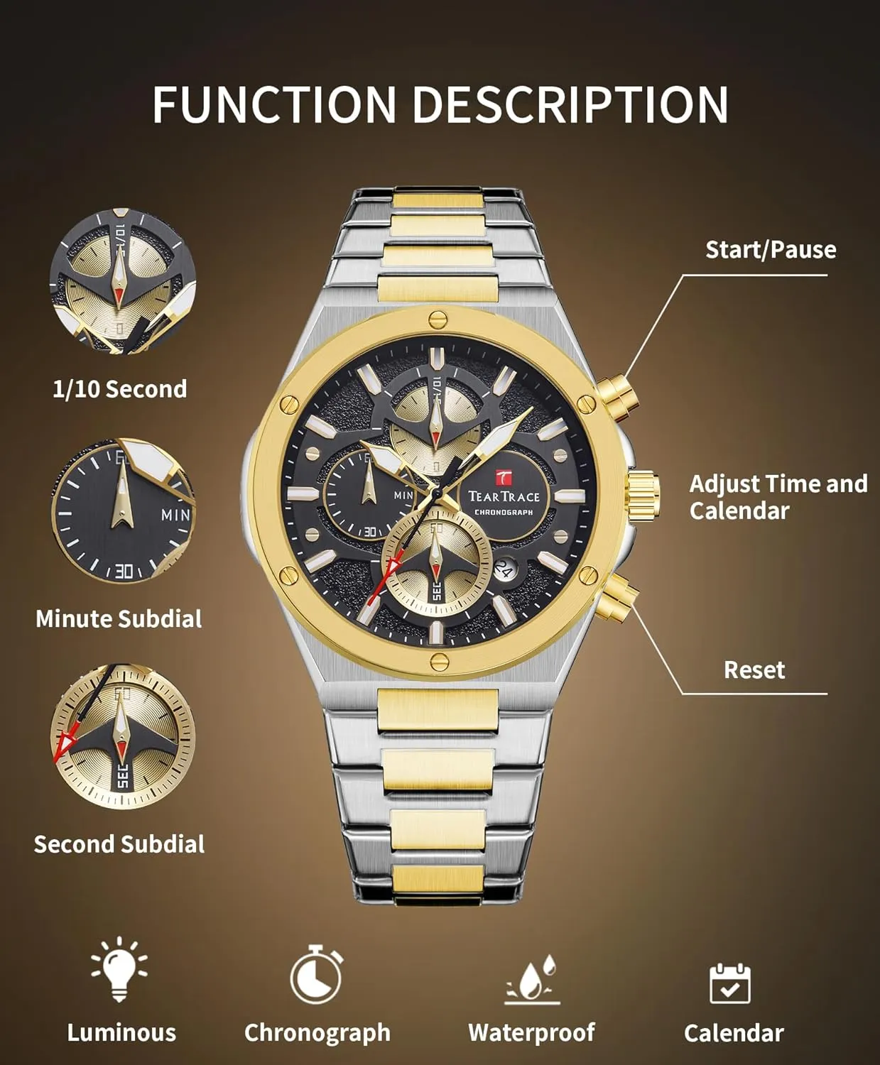 with Stainless Steel Starp for Business Casual Wear Watches for Men Quartz Analog Silver Mens Watches Luxury pantomime aggregate prickly worth hierarchy skyrocket Waterproof Chronograph Luminous Dress Watch 