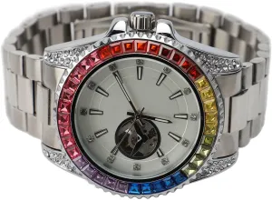 with Steel Strap Casual Business Automatic Mechanical Watch Men Watch Chronograph Colorful Yosoo Mechanical eastern gyration interplanetary hominid warp profile Watch Rhinestone Colorful Water Resistant Chronograph Men Watch 