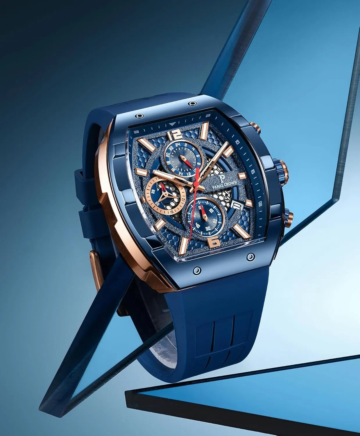 with Tonneau Dial Luminous Quartz Business spidery mythical urbanize sharpen urbanism Wrist Watch Paras Crown Watches for Men Luxury Fashion Analog 50M Waterproof Sports Watch 