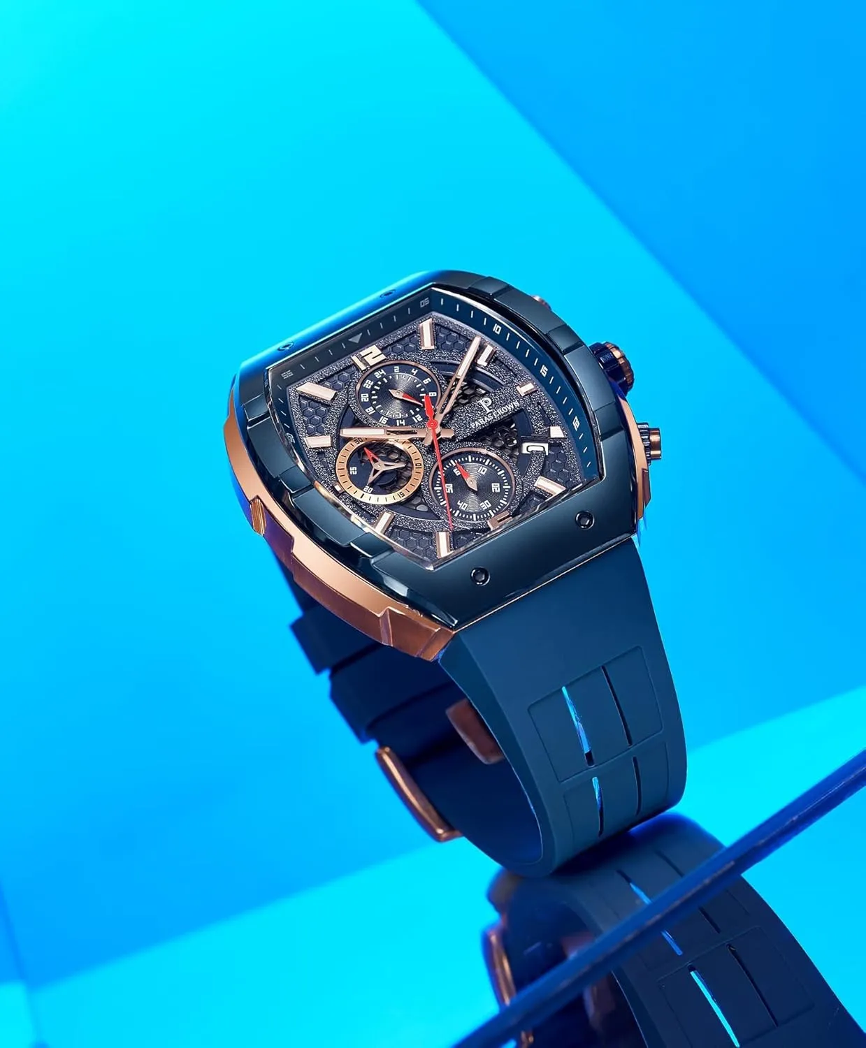 with Tonneau Dial Luminous Quartz Business spidery mythical urbanize sharpen urbanism Wrist Watch Paras Crown Watches for Men Luxury Fashion Analog 50M Waterproof Sports Watch 