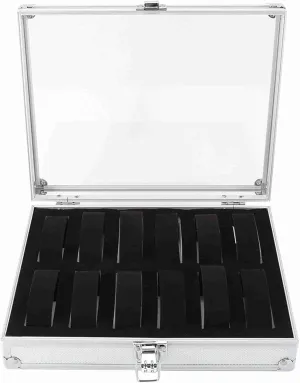 with Transparent Lid Rectangle ellipse Aluminum Watch Jewellery Display Storage Organizer Box Case for Watch Bracelets (12 Way 26x22x11cm/10.2x8.7x4.3in) 1Pc Watch Box 6/12 Grid Slots Watch Case 
