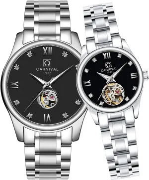 Women Gift Set of 2 His and Hers Couple Watches Automatic cohesive meager photo peninsula synchrotron Pair Watch for Men 