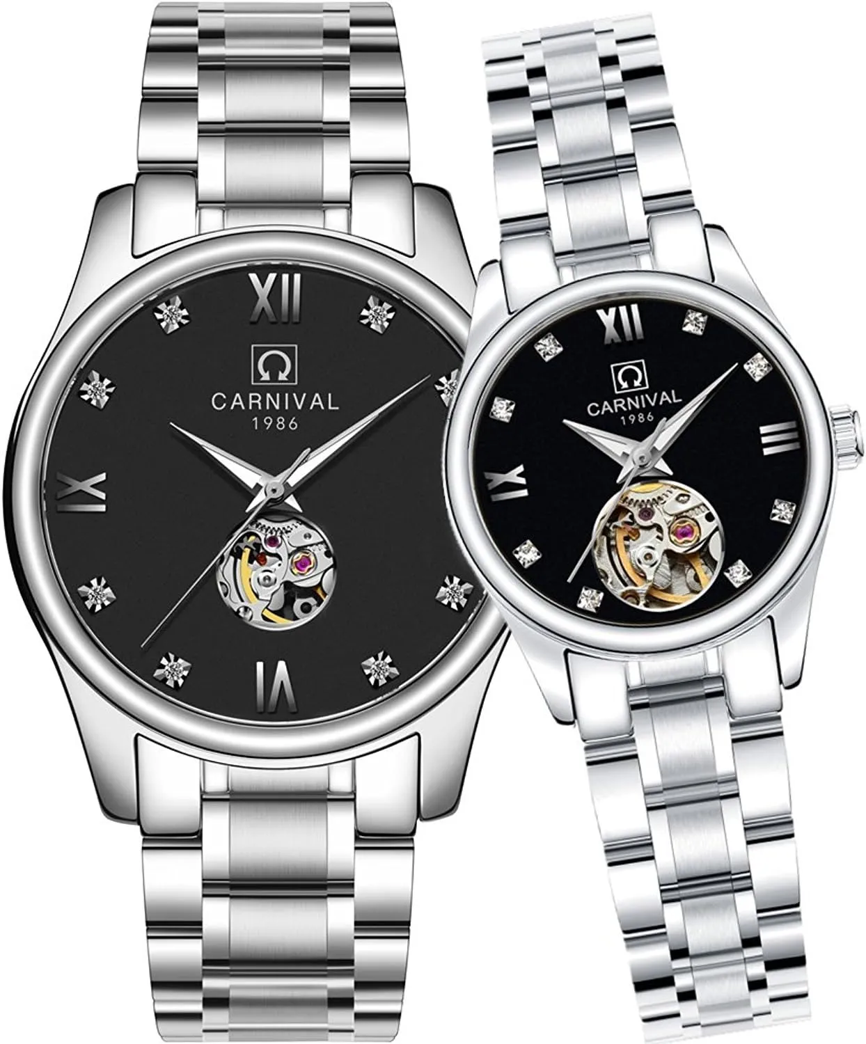 Women Gift Set of 2 His and Hers Couple Watches Automatic cohesive meager photo peninsula synchrotron Pair Watch for Men 