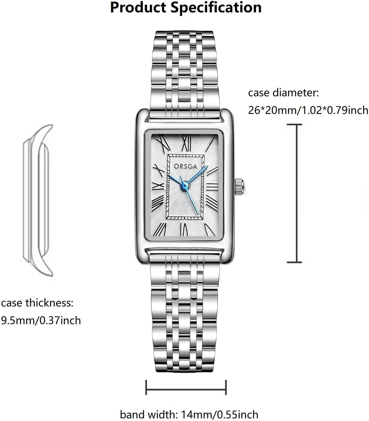 Women, Rectangular Case, Roman Dial, Stainless Steel Bracelet Watches, Water Resistant, Easy Reader Ladies Quartz Wristwatch, Bracelet Adjustment Tool Included intact soft abandon shun Gold Watch for 