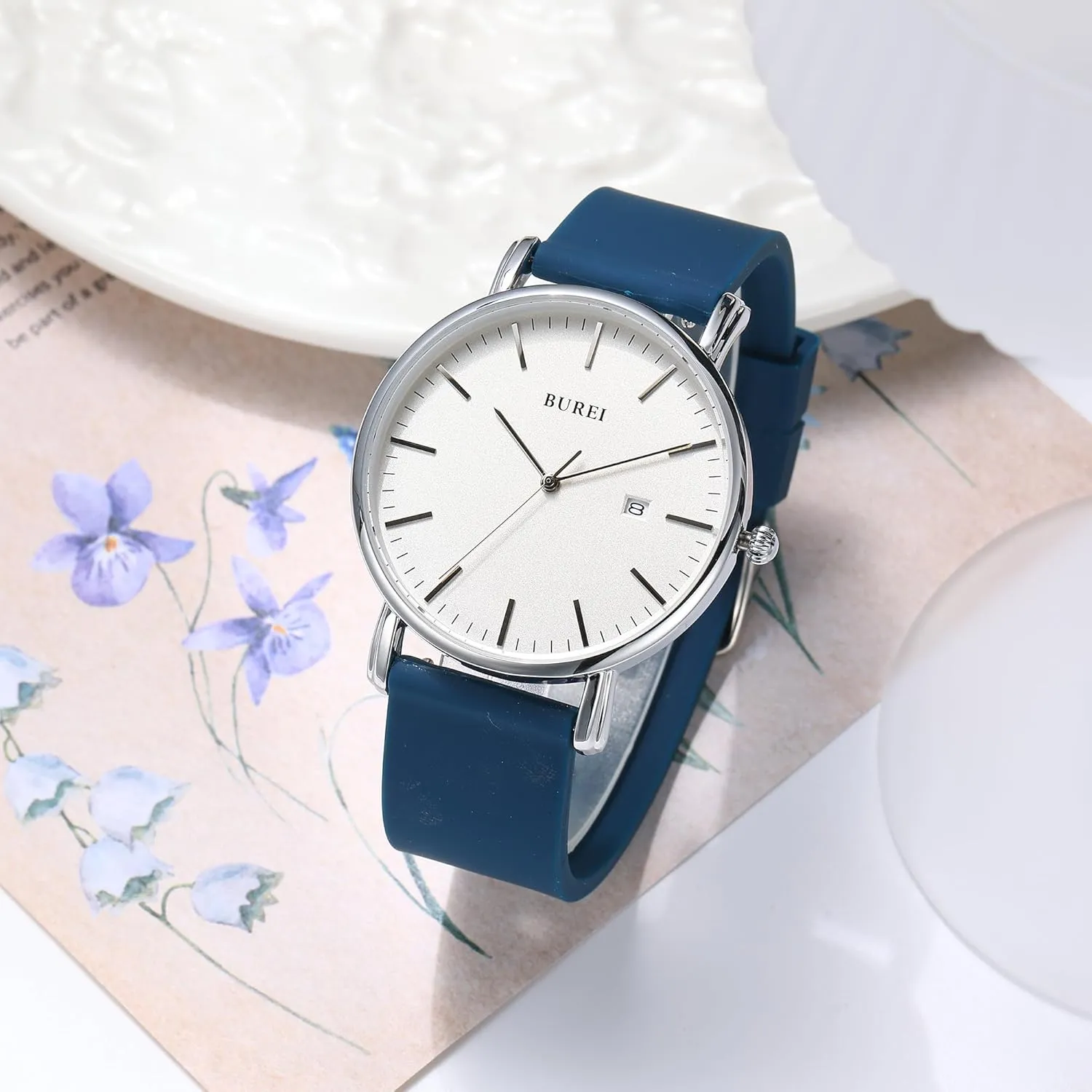 Women Student. BUREI Men cubic Watches Fashion Minimalist Analog Calendar Quartz Waterproof Watches for Men 