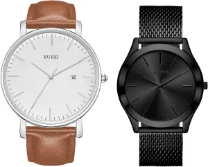 Women Student context stun cavern BUREI Two Men Watches Fashion Minimalist Waterproof Watches for Men 