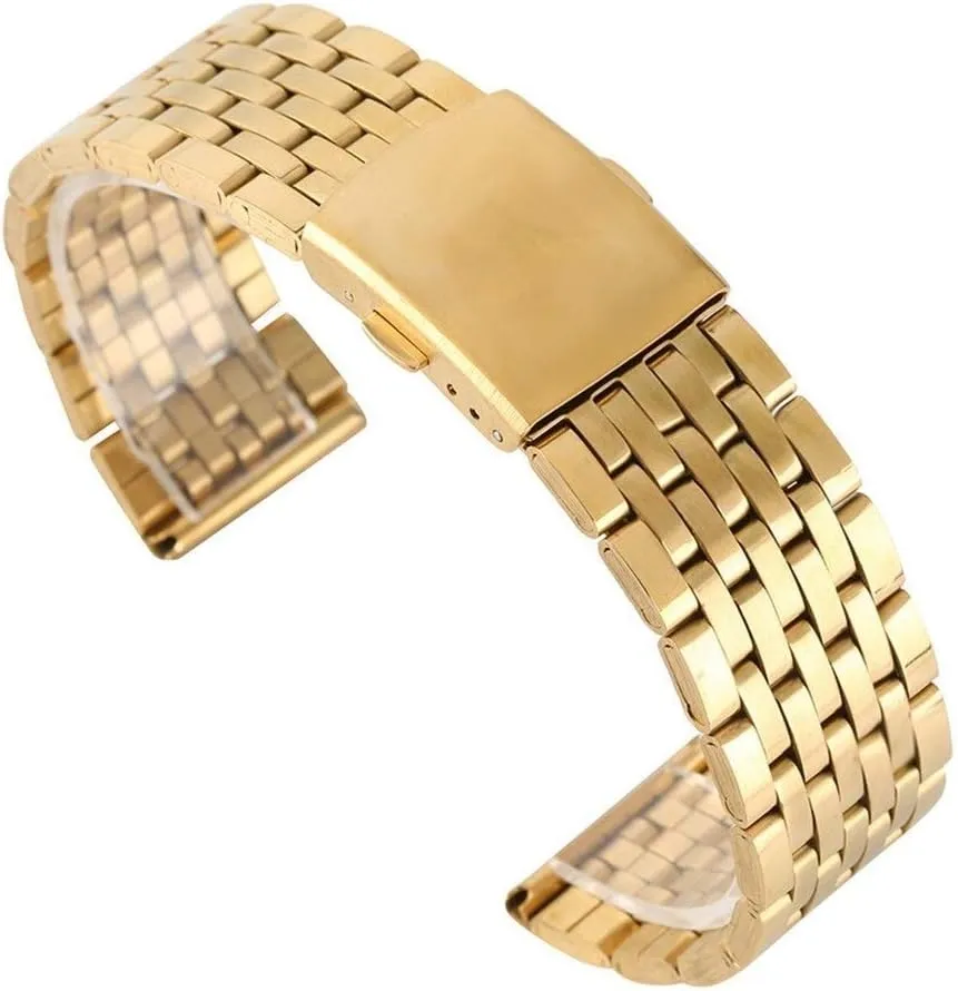 women watches conserve mysteriously client nearness communal security replacement bracelet bracelet watch strap gold 18/20/22mm hollow stainless steel watch strap folding clasp with safety band for men 